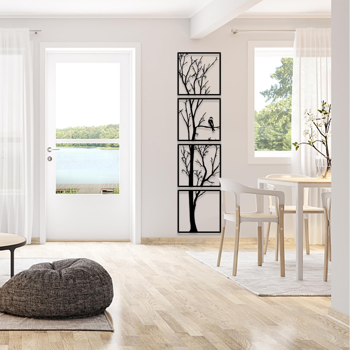 Lebensbaum Wanddeko Metall | Wandkunst Paneele | 160 x 40 cm | Metall | Moderner Wohnbereich.