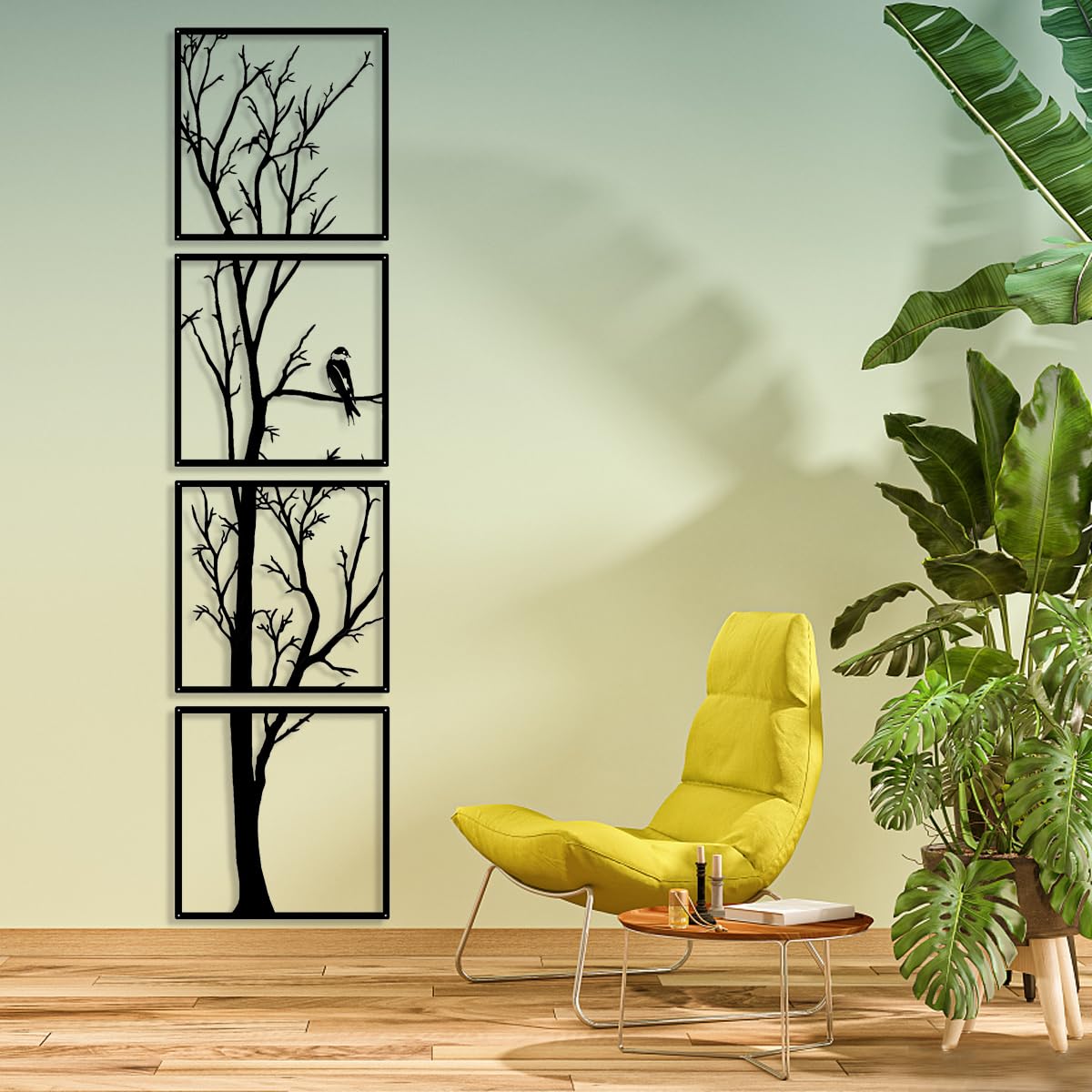 Lebensbaum Wanddeko Metall | Wandkunst Paneele | 160 x 40 cm | Metall | Moderner Wohnbereich.
