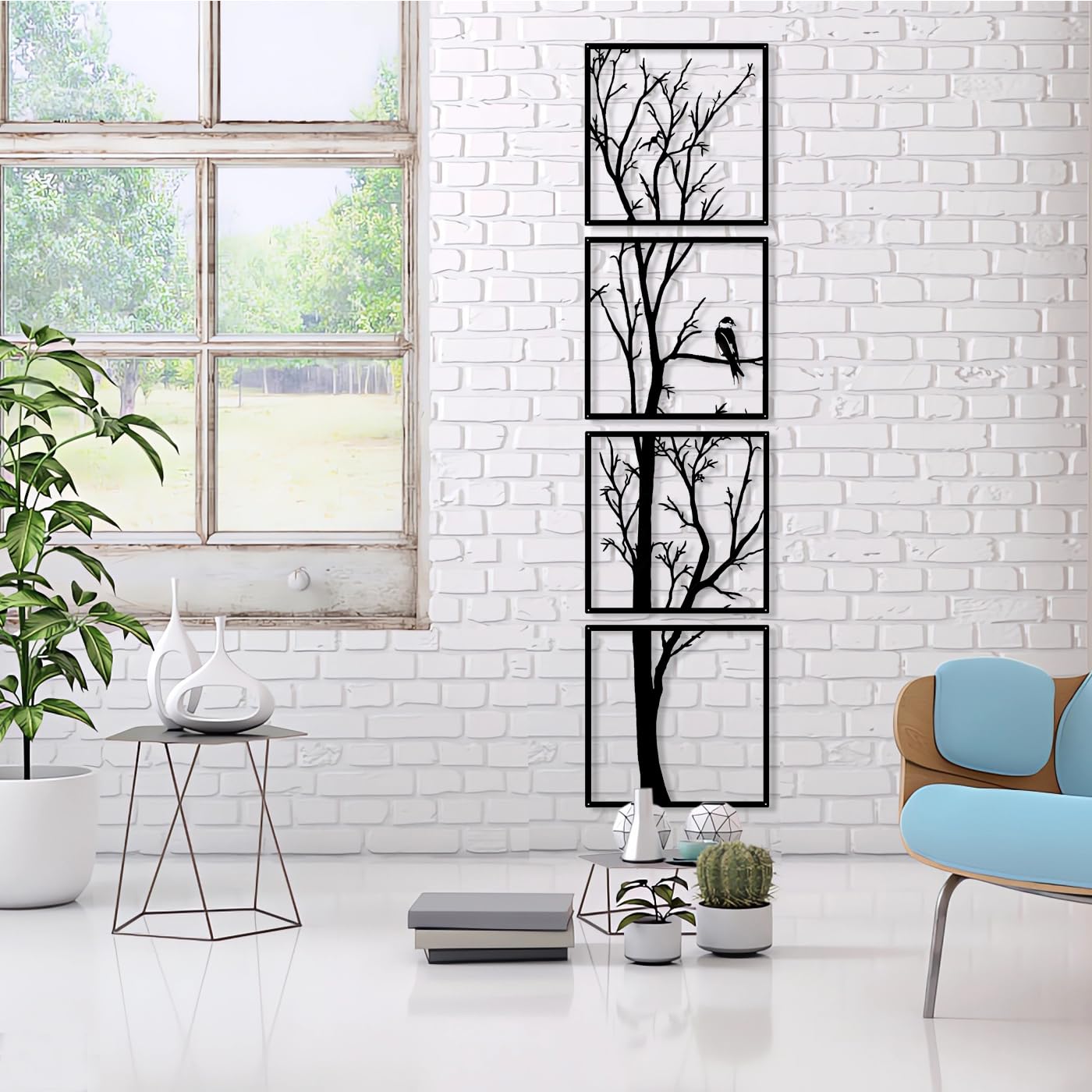 Lebensbaum Wanddeko Metall | Wandkunst Paneele | 160 x 40 cm | Metall | Moderner Wohnbereich.